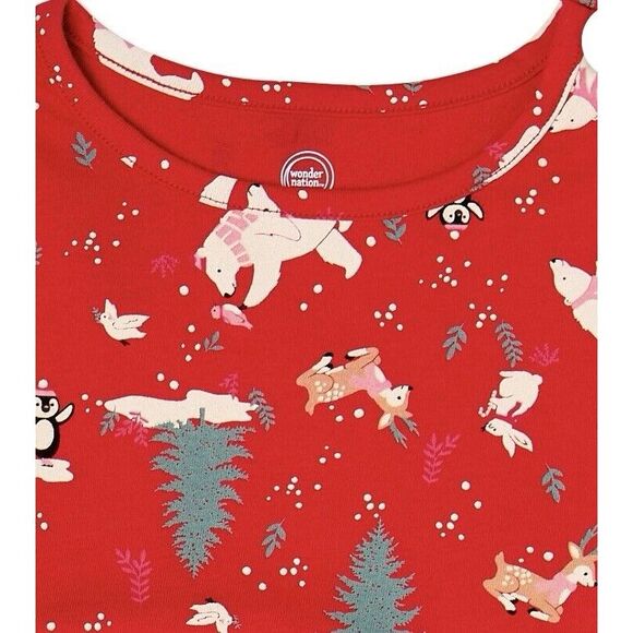 NWT Wonder Nation 2T Long Sleeve WINTER PRINT 100%  Cotton Shirred Waist - Picture 2 of 3